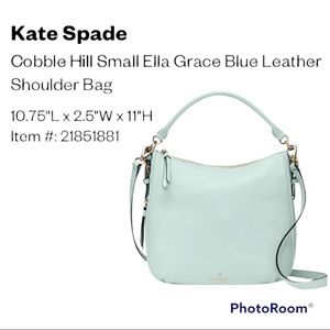 Kate Spade Cobble Hill Ella Grace Crossbody Mint Blue Gold Tone Hardware Hobo